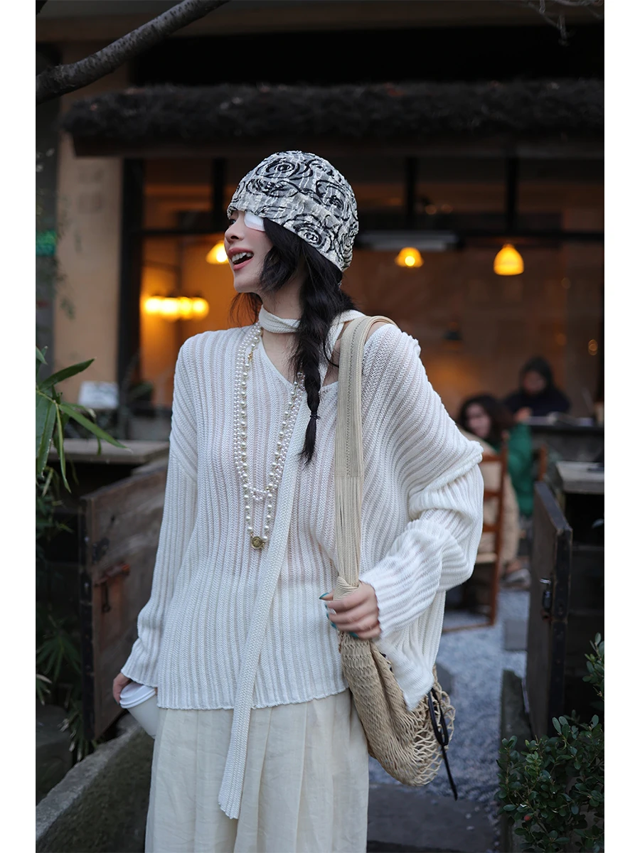 

Вязаный шарф-свитер Dangdang Somes Time Sea, женский топ, длинный, круглый вырез, обычный, тонкий, китайского производства