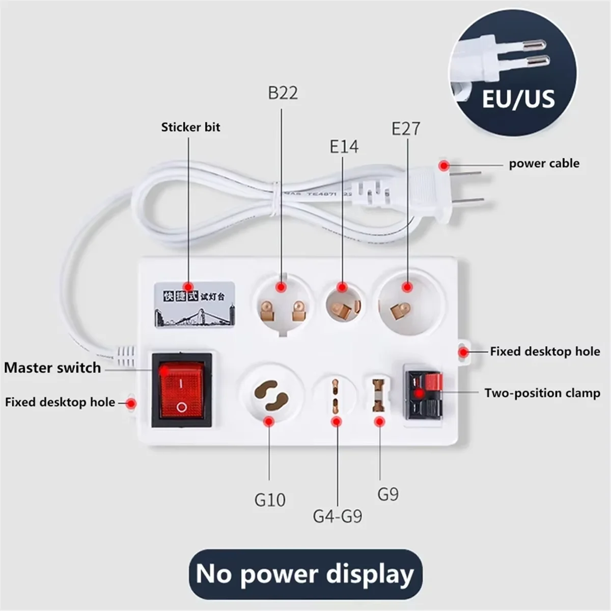 CCDD 다중 인터페이스 테스트 램프 홀더 12 포트 Led 전구 테스터 E27 B22 E14 전구 테스트 EU 플러그 용 다목적 Led Lcd 테스터