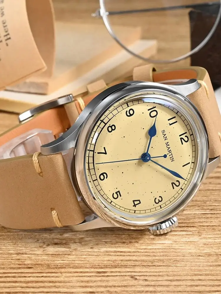 San Martin 38,5 мм веснушки часы для мужчин механические наручные часы NH35 военные автоматические часы с автоподзаводом водонепроницаемые 10 бар SN0105