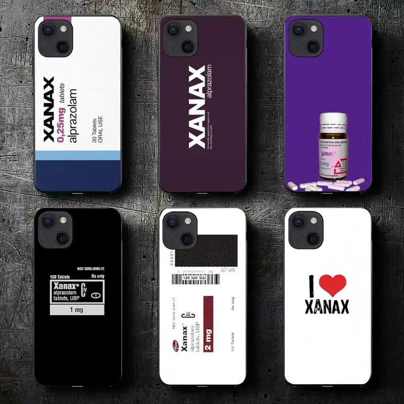 Alprazolam Xanax Phone Case For iPhone 11 12 Mini 13 14 Pro XS Max X 8 7 6s Plus SE XR Shell