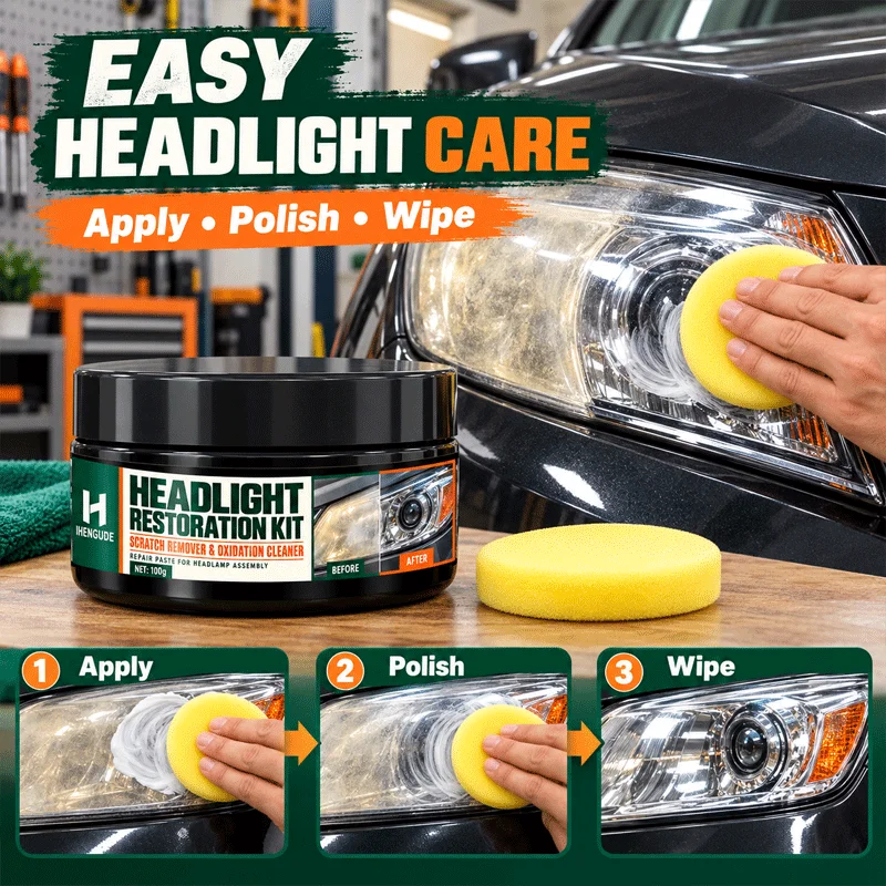Car Headlight Restoration Polishing Kit - Scratch Remover & Oxidation Cleaner Repair Paste for Headlamp Assembly
