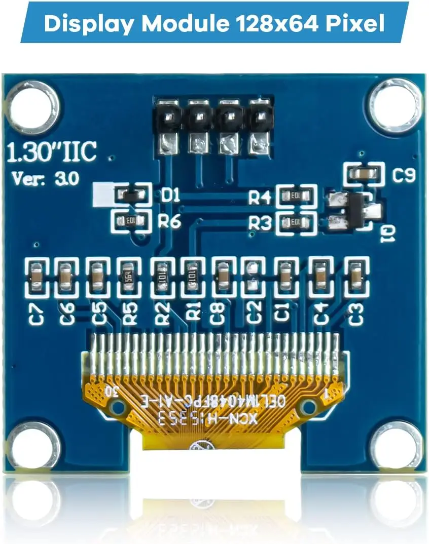 5 peças 1.3 "4 pinos módulo de exibição oled 128x64 pixels iic i2c sh1106 tela compatível com arduino raspberry pi branco azul