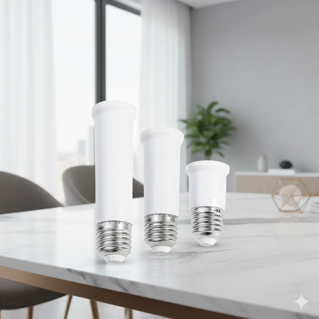 E27 to E27 Extender Lamp Holder 220V Head Adapter White-Shell Bulb Converters Holders Bases Accessories 65-120Mm Silicone Socket