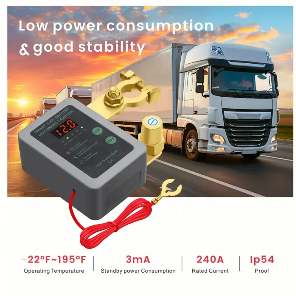 1 Satz intelligenter Auto-Batterietrennschalter mit Spannungsanzeige und Fernbedienung für 12V/24V Autos und LKWs