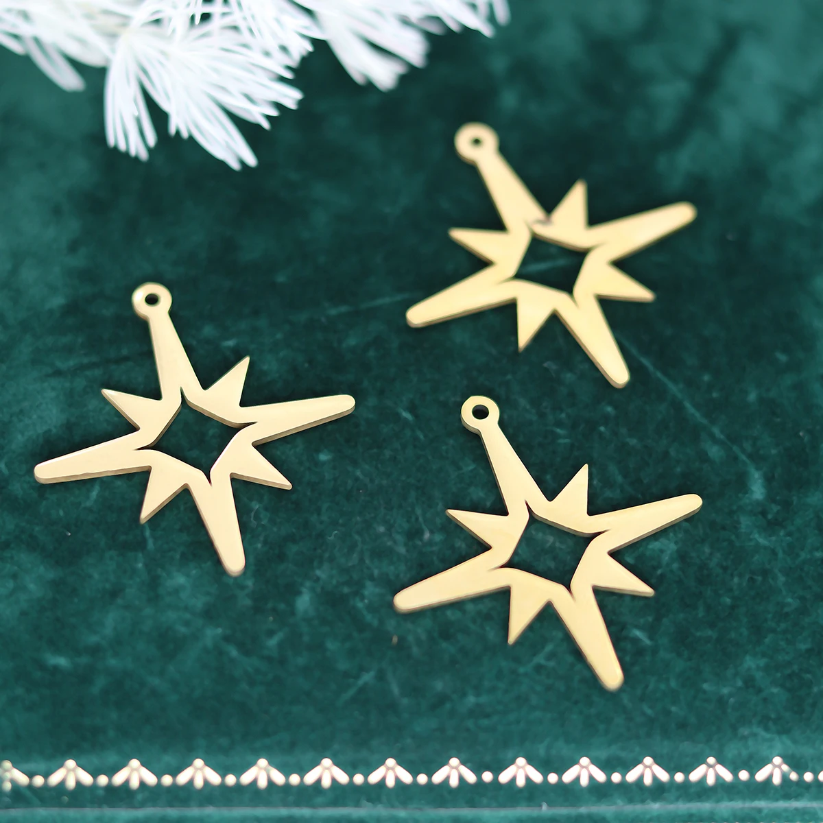 3pcs Star Charm Geometric Triangle Spiral Sun diy Accessories Stainless Steel Pendant Fit Necklace Earrings Jewelry Making Craft