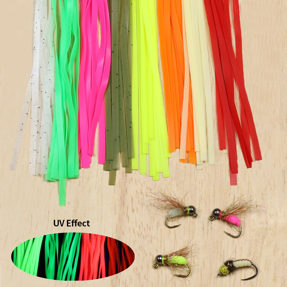 30/40 piezas de material elástico UV de 3mm para cuerpo de ninfa, piel elástica realista para la parte trasera de la mosca, materiales para atado de moscas para larvas de caddis y ninfas checas