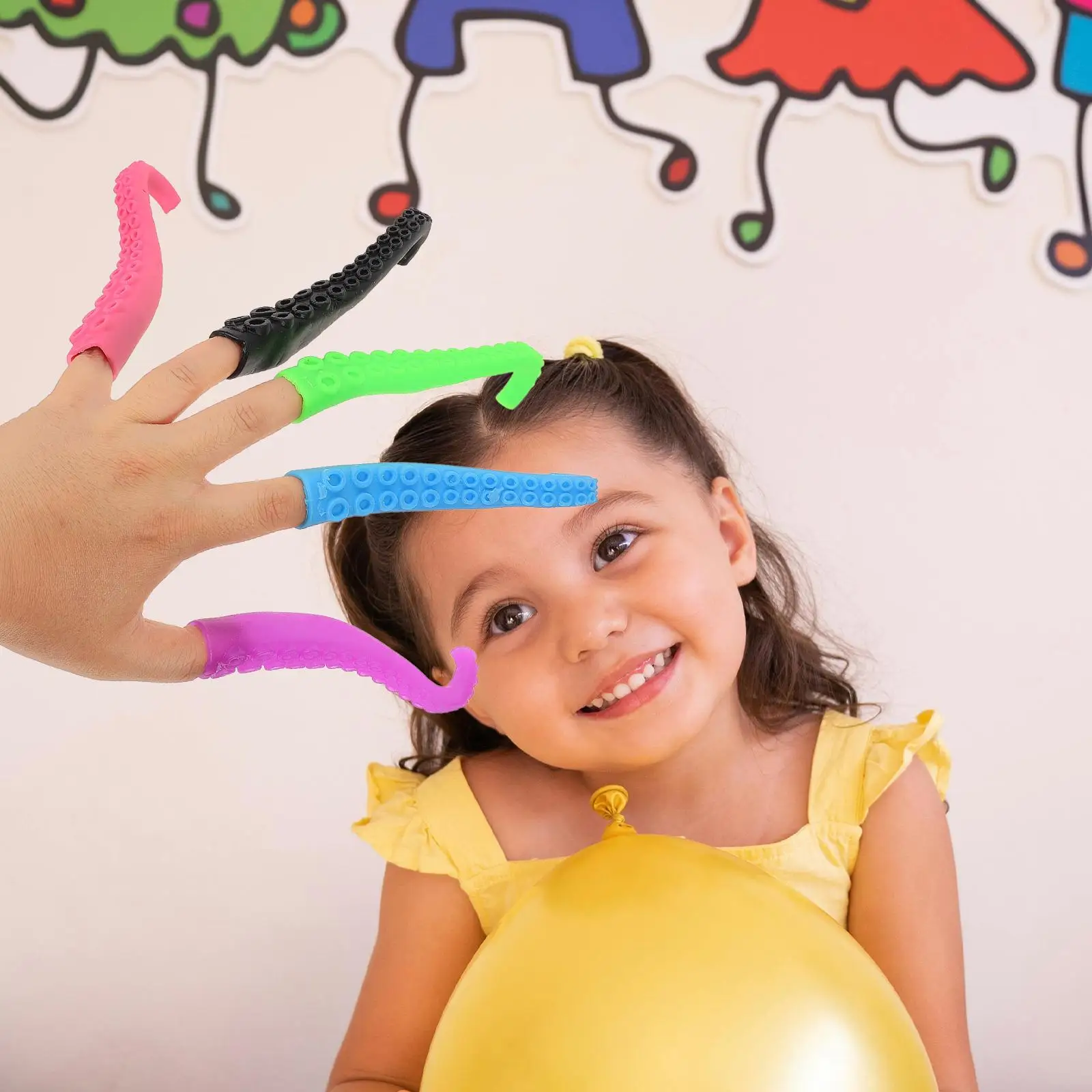 10 piezas de juguetes para dedos, marioneta de pulpo para niños, dedos de calamar en forma