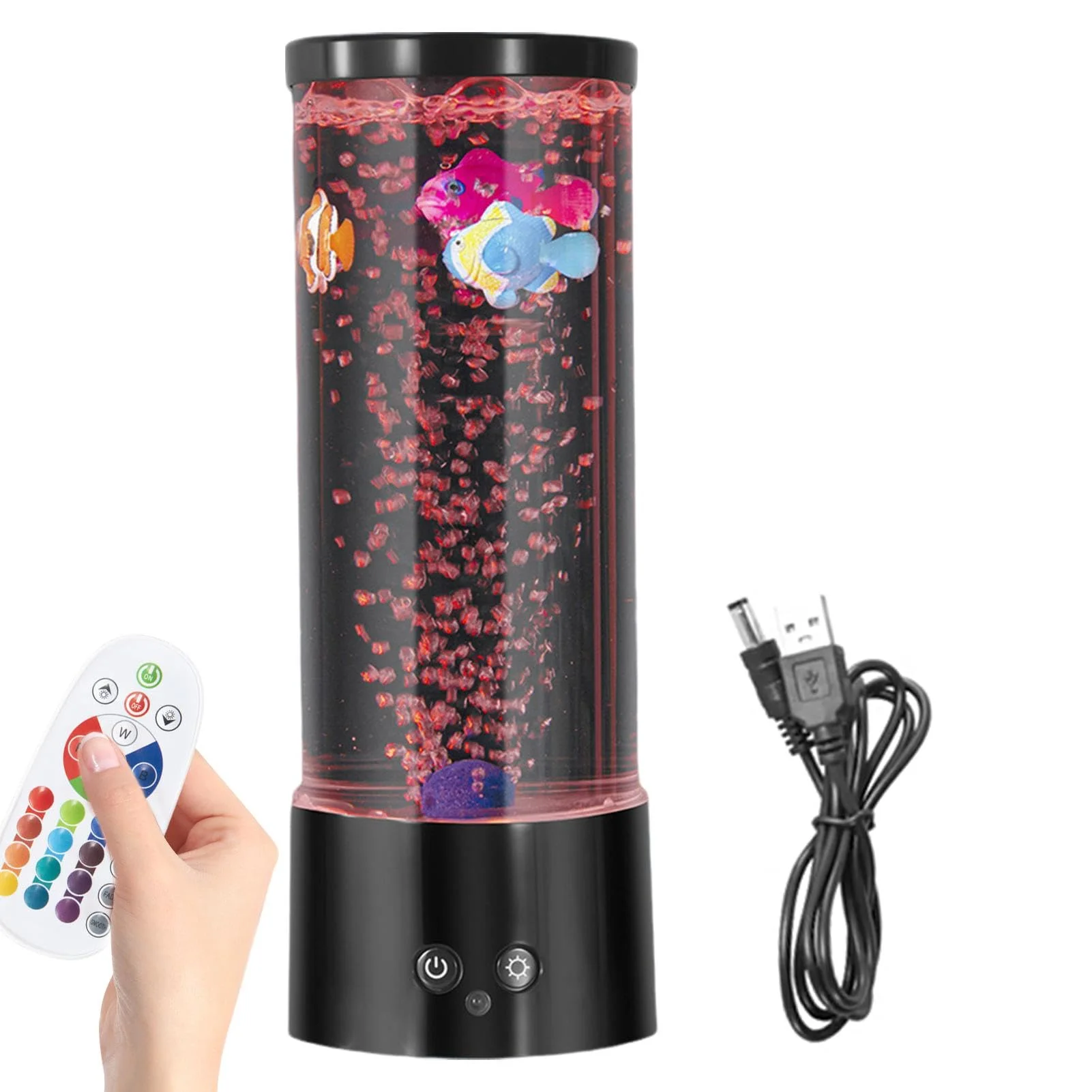 

Interactive Colorful Bubble Tube Remote Control Aquarium Sensory Lighting LED Bubble Fish Lava Lamp for Kids