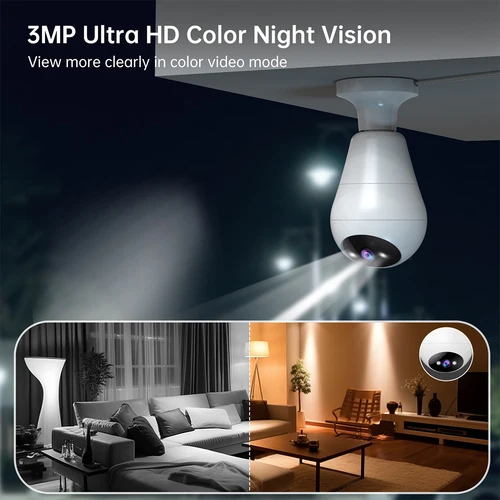 Imagen 2 del producto Cámara IP WiFi HD de 2MP Jooan, cámara con forma de bombilla E27, monitor inalámbrico para bebés, seguimiento por IA, visión nocturna, cámara de vigilancia