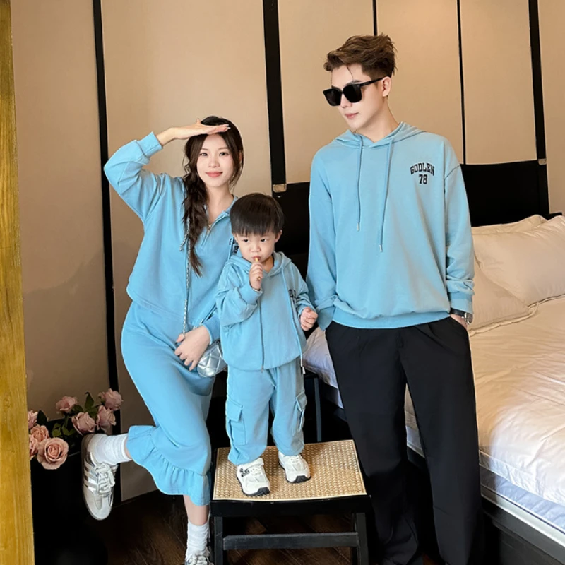 Family Outfits Father Mother and Daughter Son Clothing Women Girls Skirts Suit Boys Pants Sets Korean Matching Couples Clothes