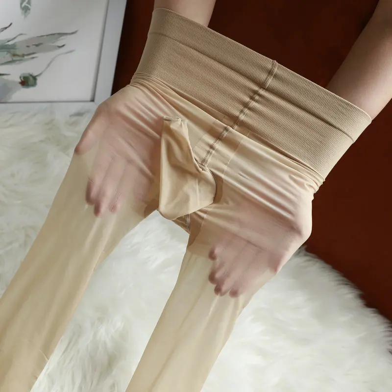 Ultra-Thin Men's Stockings JJ Set Anti-Catch Thread Pantyhose Sexy Body Aircraft Male Nine Points Stockings Pure Color Summer