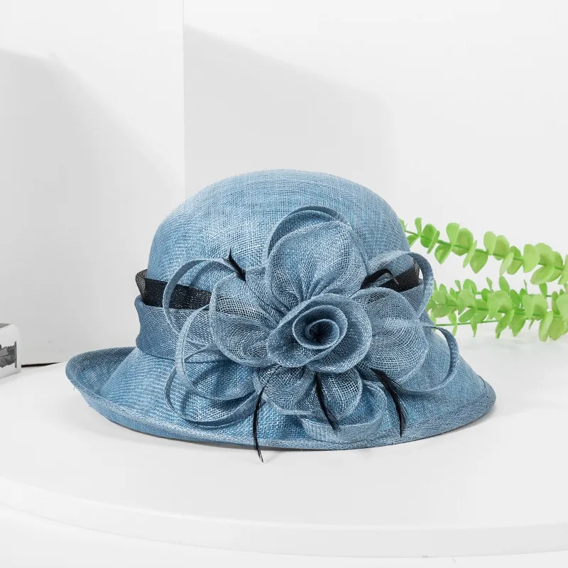Trendy Organza Sunhats Ruffles Wide Brim Wedding Hat Flower Mesh Sunscreen French Vintage Hat