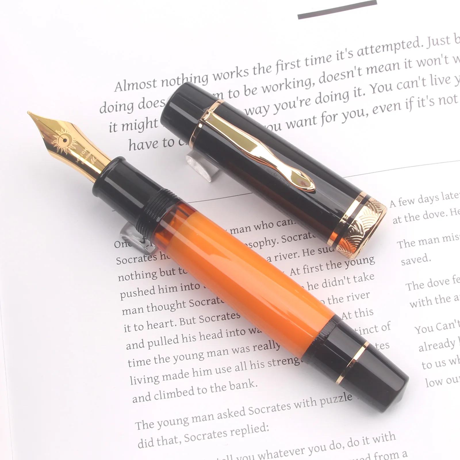 

Ручка-фонтан Majohn P139 с поршневым механизмом из смолы # 8 больших перьевых ручек с латунной системой EF/F/M, обеспечивающей плавное письмо, деловой подарок