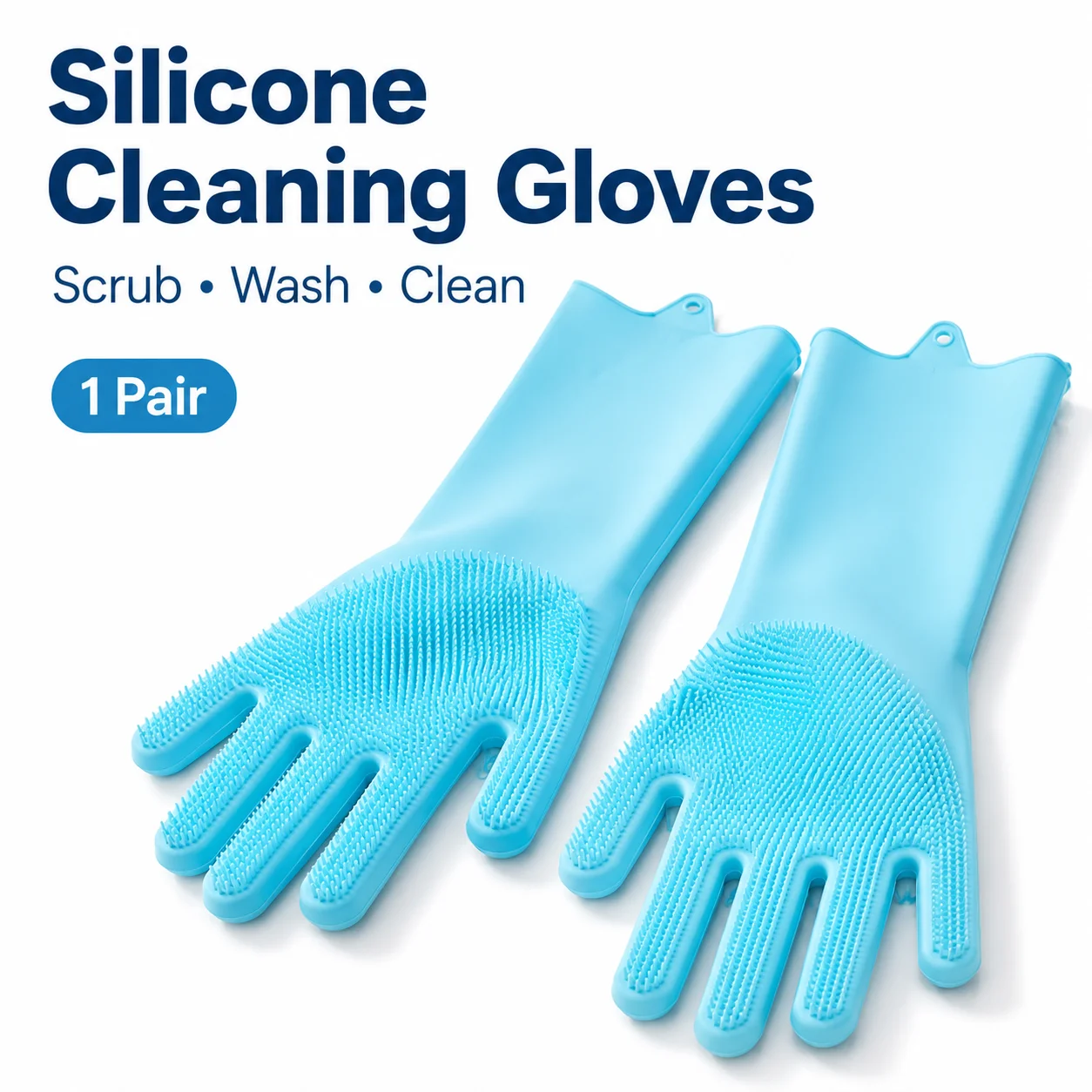 1 Pair Silicone Cleaning Gloves Kitchen Dish Washing Scrubber Gloves Reusable Household Cleaning Gloves for Dishes Vegetables Bathroom