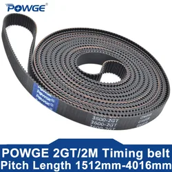 POWGE 2M 2GT Timing Belt Lp=1512 1524 1540 1600 1810 1910 2000 2190 2200 2270 3000 3008 3600 4016 Width 6mm 9mm Rubber