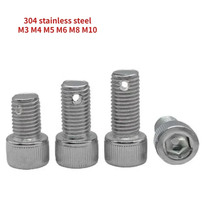 

10/50/100pcs DIN912 304 Hexagonal Tail Hole Lead Sealing Screw Body/thread Punching Anti Detachment Stop Bolt M3 M4 M5 M6 M8 M10