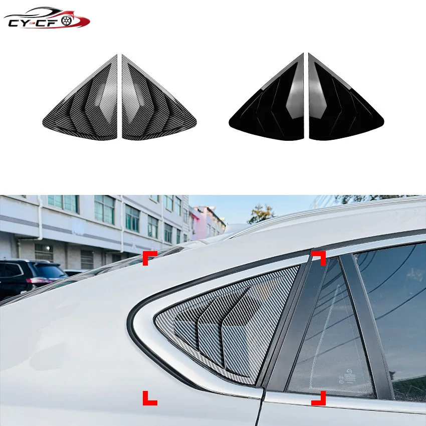 For BMW X6 F16 2015-2019 Car Rear Window Shutter Cover Trim Window Louver Side Vent Trim Black Plastic Decoration 2Pcs Body Kits