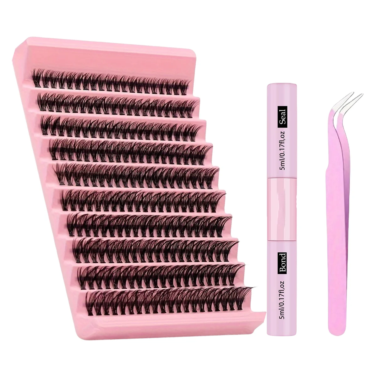 Kit de extensão de cílios: 200 peças de cílios postiços + 10ml olho preto + clipe de cílios, kit de extensão de cílios pessoal DIY