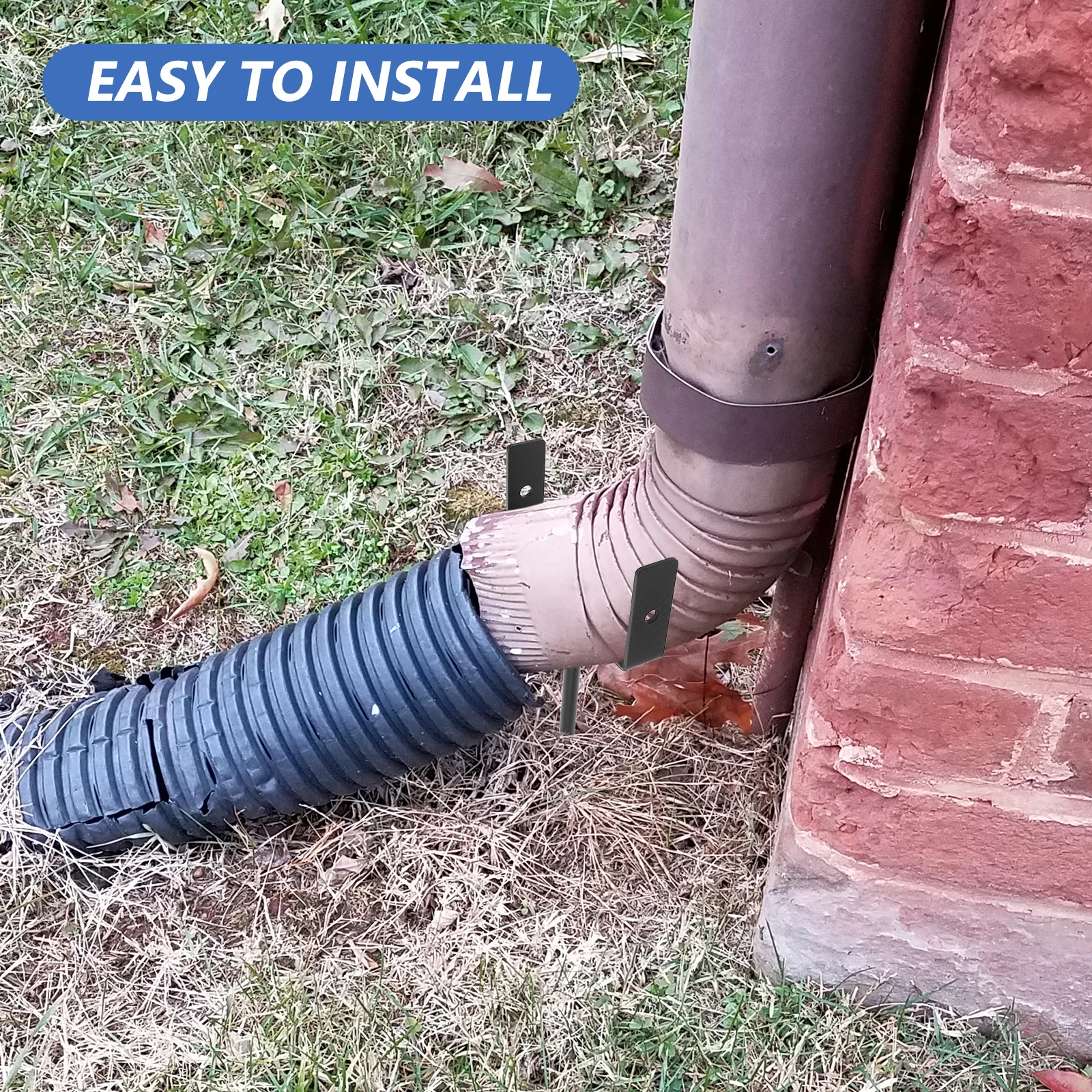 2Pcs Adjustable Downspout Bracket Robust Gutter Support Black Weatherproof Material Long Term Use in All Climates