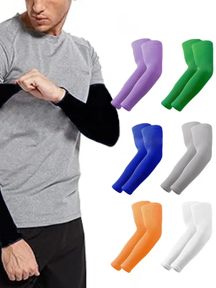 AliExpress 1Pair Nylon Arm Sleeve UV Protection Ice Sleeves Breathable Cooling Armsleeves Protection For Outdoor Cycling Biking Hiking S0W6