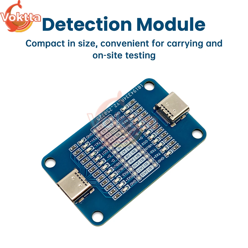 Dual TYPE-C Fast Charging Cable Detection Module 24pin USB-C Data Cable Tester 12 LED Indicator Lights Cable Continuity Checker