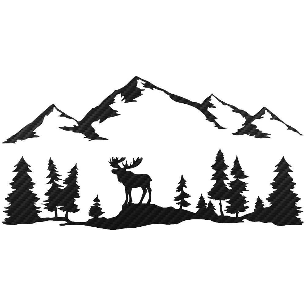 Für SUV RV Camper Offroad Elch Bäume Wald Berg Silhouette Vinyl-Kunst-Aufkleber Auto-Dekor Outdoor-Wanderaufkleber Dekoration – Detail 6