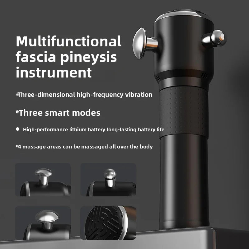 High Frequency Fascia Gun Handheld Cordless Rechargeable 3 Speeds Deep Muscle Massager with 4 Massage Heads for Full Body