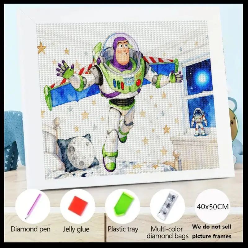 

1 шт., 5D полная дрель, набор для алмазной живописи «сделай сам», милый мультфильм Дисней Пикар, История игрушек Базз Лайтер, космический рейнджер, летающая сцена, кристалл
