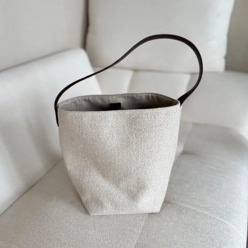 Dave&di Minimalist French Linen Woven Bucket Bag Women's Versatile Casual Shoulder Bag Handbag Retro Bucket Bag For Woman 2026