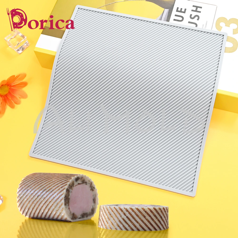 Gestreiftes Design Silikon Spitze Matte handgemachte Kuchen rolle Sugar craft Schokoladen form DIY Gebäck Kuchen Dekorations werkzeuge Küche Back geschirr