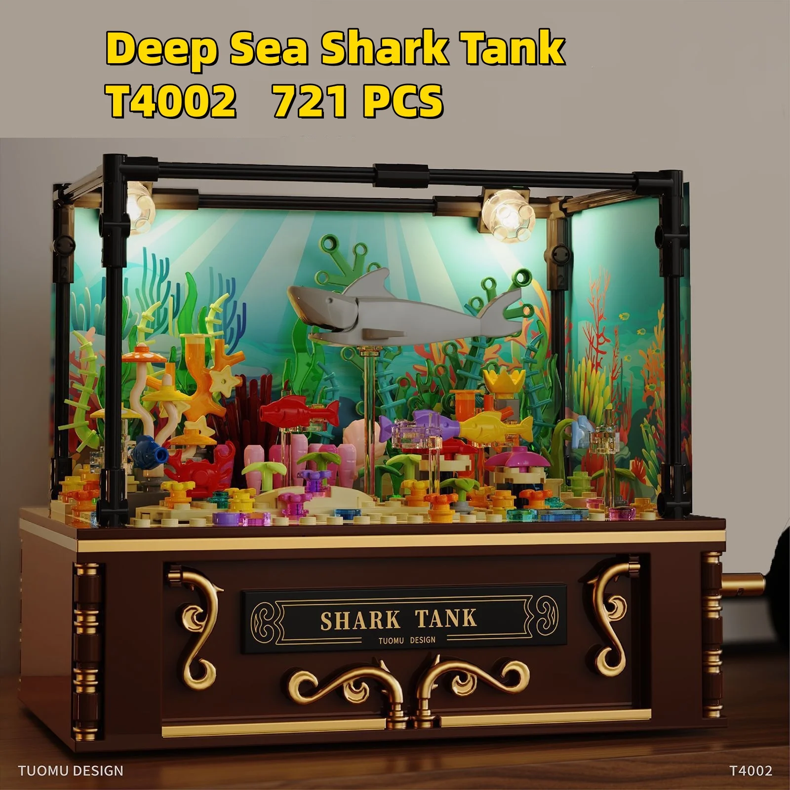 

721pcs Deep Sea Shark Coral Eco Aquarium Building Blocks T4002 Model Assembly Ocean Animal Educational Toy for Kids