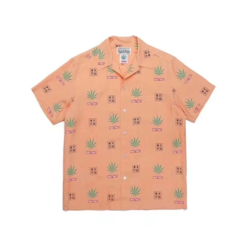 WACKO MARIA Heaven Tokyo Print Short Sleeve Shirt Best Quality Summer Brand Mens Womens Hawaii Shirt Tops