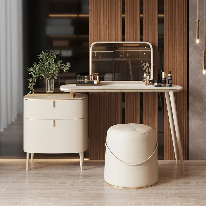 بسيطة و e**** خزانة قهوة الحليب الميكانيكية، طاولة زينة متعددة الوظائف للفتيات الصغيرات على الطراز الكريمي