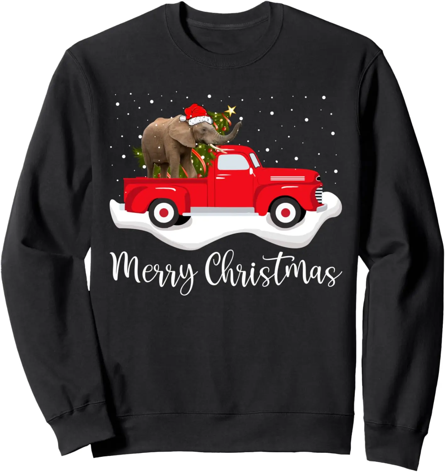 

Red Truck Merry Christmas Tree Elephant Christmas Sweatshirt