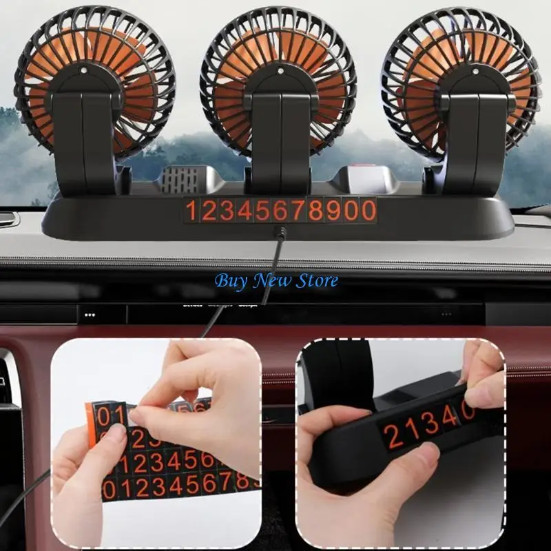 

Регулируемый вентилятор автомобиля 20ce 3 головки вентилятор USB 5 В 12 В 24 В 360 градусов Вращается 3 головки 2 -скоростные с