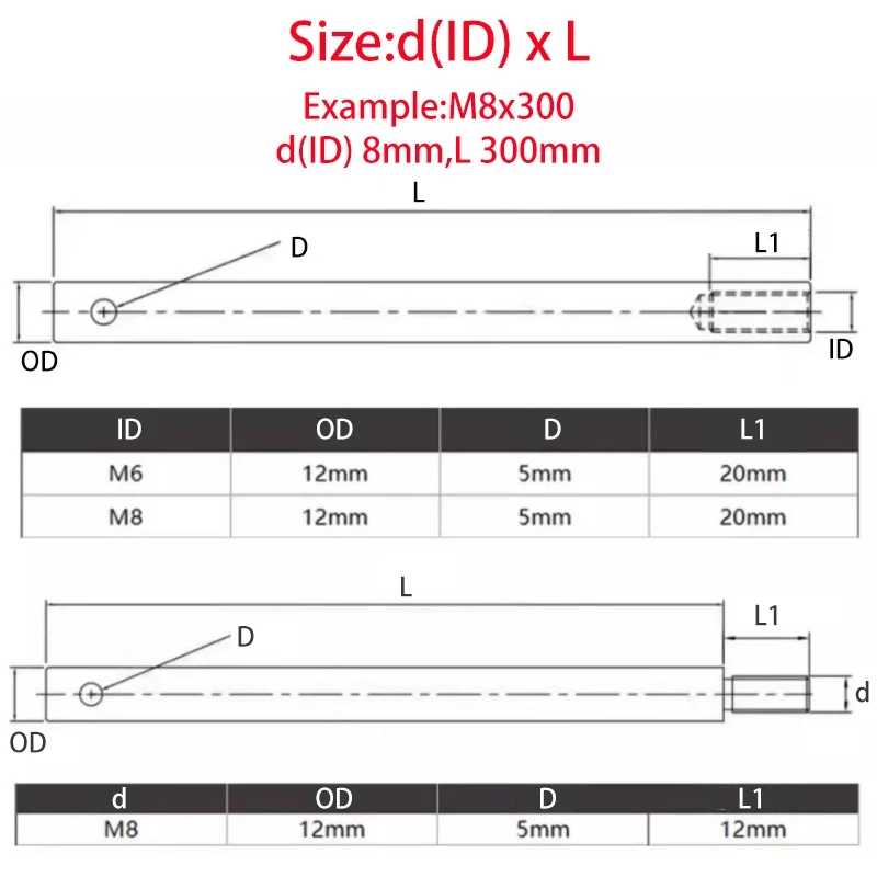 M6 M8 304 Stainless Steel Round Standoff Spacer Internal External Thread Cylinder Single Head Threaded Pillar