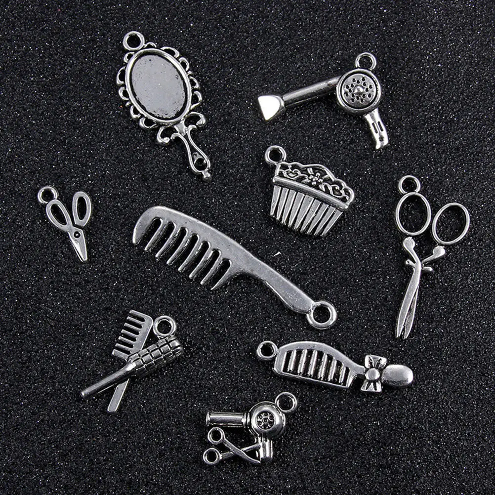 40pcs Silver Mirror Comb Scissors DIY Handmade Ornament Accessories Set for Crafting & Gifting