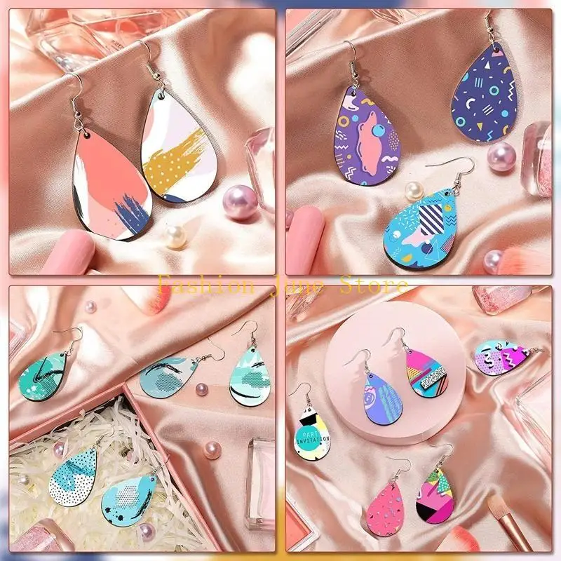N5KA 32 Pieces Sublimation Blank Earrings Sublimation Printing Earrings Heat Transfer Wire Hooks Earrings Unfinished