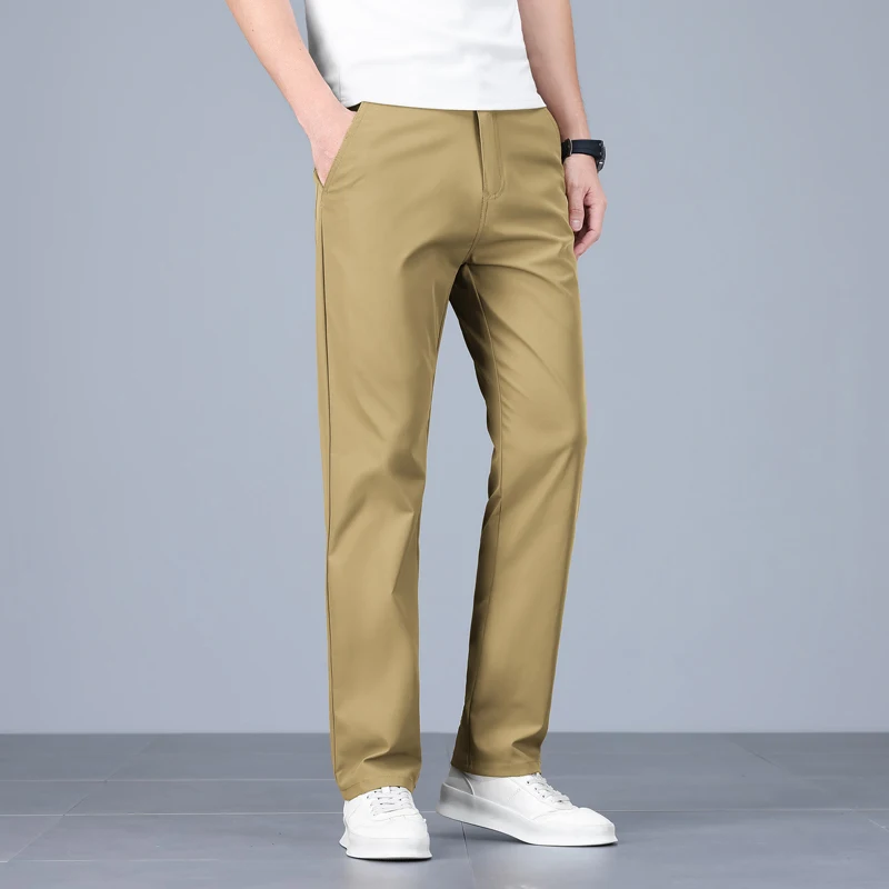 Men's Summer Casual Pants Stretch Slim Fit Long Pants Lightweight Thin Trousers Fashion All-Match Daily Streetwear Bottoms