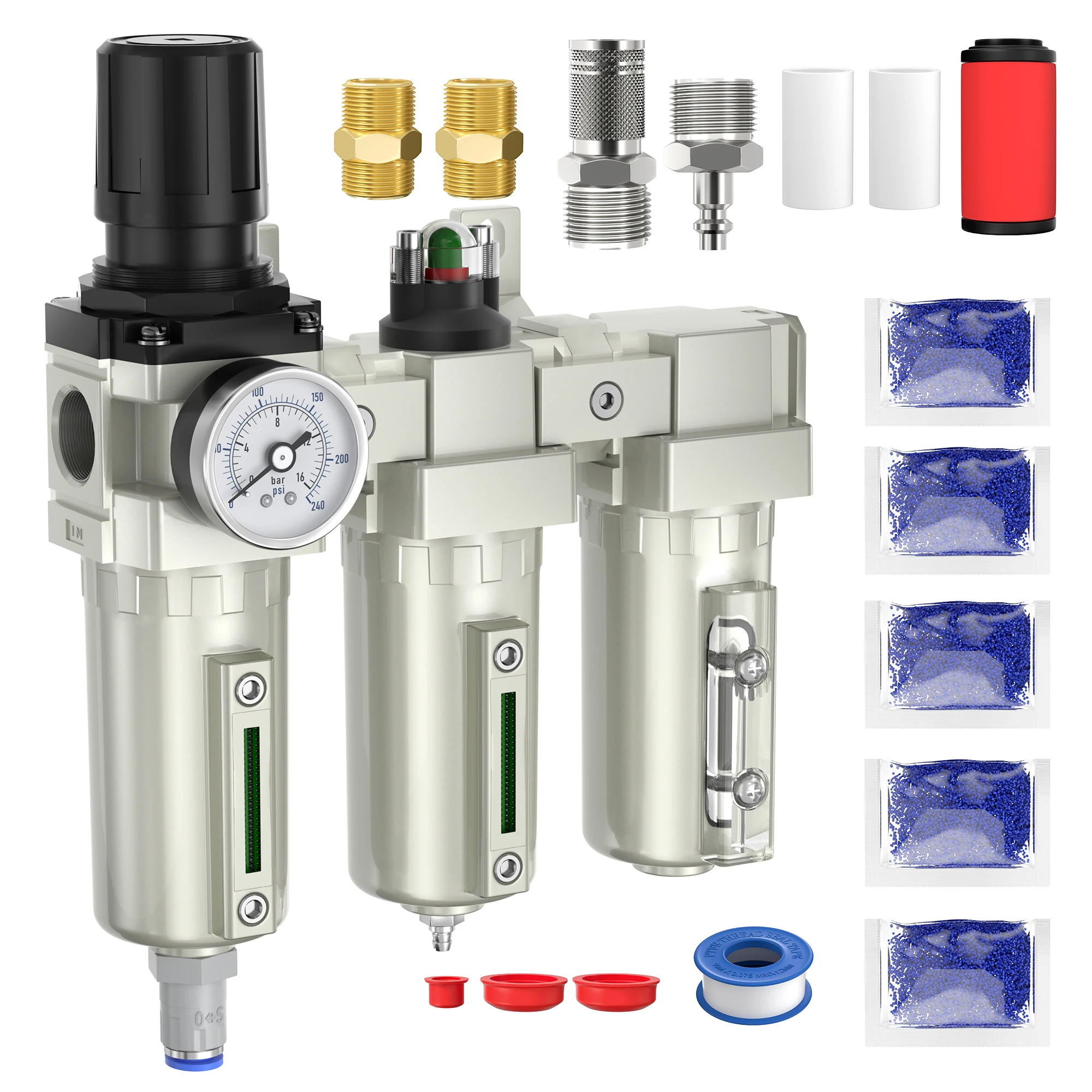 Air Compressor Water Separator Industrial Grade 3 Stage Air Drying System 1/2