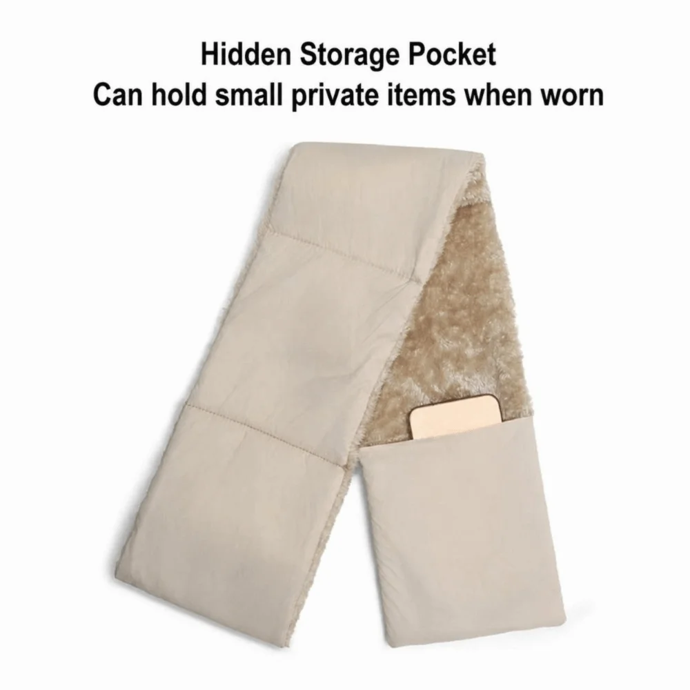 Luxury Waterproof Neck Warmer Windproof Down Cotton Filled Winter Scarf Furry Texture Thick Windproof Scarf Hiking Skiing