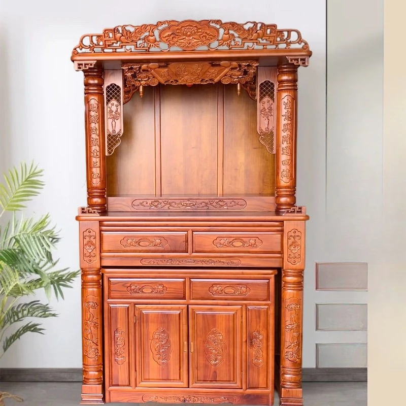 Chinese-style complete Buddhist hall cabinet, solid wood god cabinet, Buddhist , Buddhist niche , family
