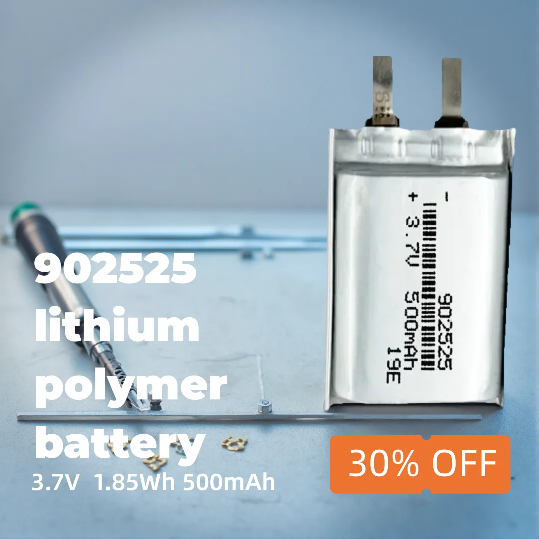 

Compact 902525 3.7V 500mAh Rechargeable Battery for Small Electronics, Wearables, LED Lighting, DIY Projects, High Safety