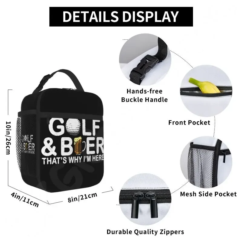 Golf Ball Insulated Lunch Bag for Women Kids Leakproof Thermal Cooler Lunch Box for Work School Travel Beach Picnic Camping