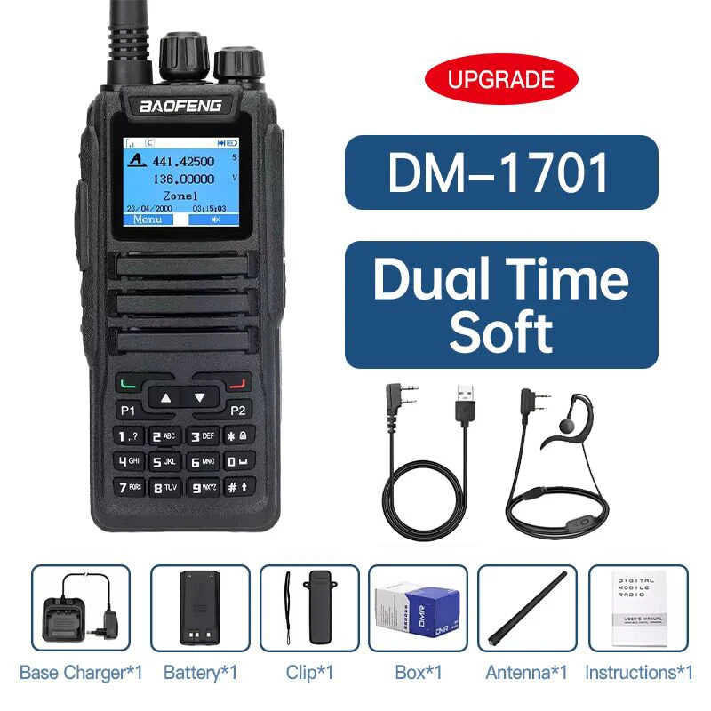 Baofeng Walkie Talkie DMR DM-1701 Dual Mode Analoge en digitale radio's Tier 1+2 Dual Time Slot Hamradio DM 1801 DM-5R