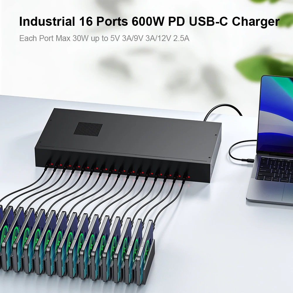 Good C-165PD Sipolar  16 Port Usb c Hub Adapter 600W Usb Charge Station  PD30W  Type c Phone Charging Station