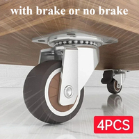 Set Of 4 Furniture Casters 1 inch / 2 inch Wear Resistant Mute Universal Heavy Trolley Wheels 360 Degrees Swivel Castor