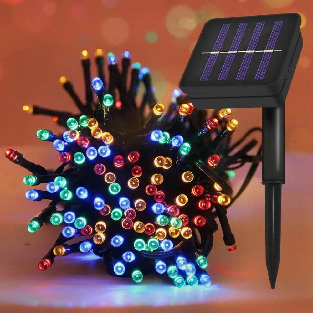 Guirnalda de luces alimentada por energía Solar, guirnalda de luces LED de hadas, luces de adorno, lámparas impermeables alimentadas por luz Solar para exteriores, decoración de fiesta de jardín de Navidad