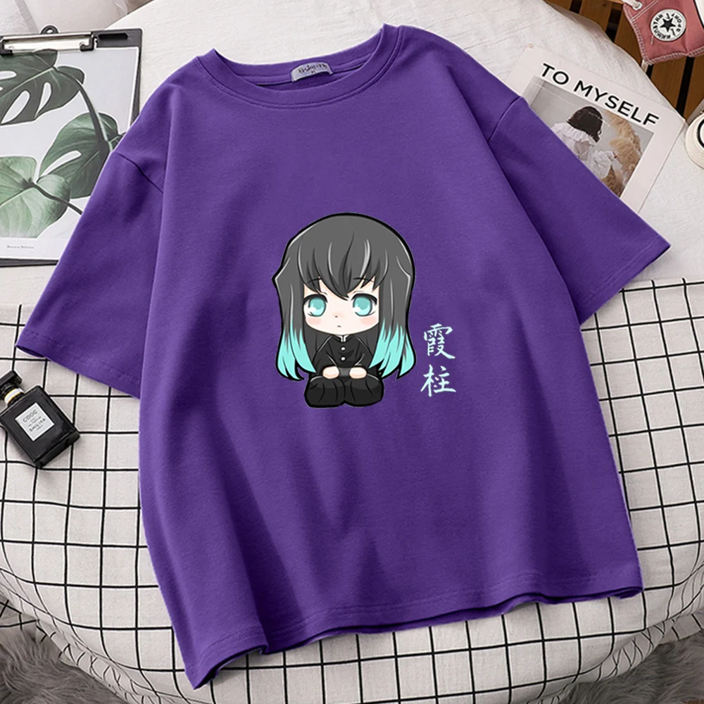 Women Chibi Muichiro Tokito Hashira Kimetsu No Yaiba Tshirt Summer Harajuku Men Oversized T Shirts O-Neck Tops Short Sleeve Tee