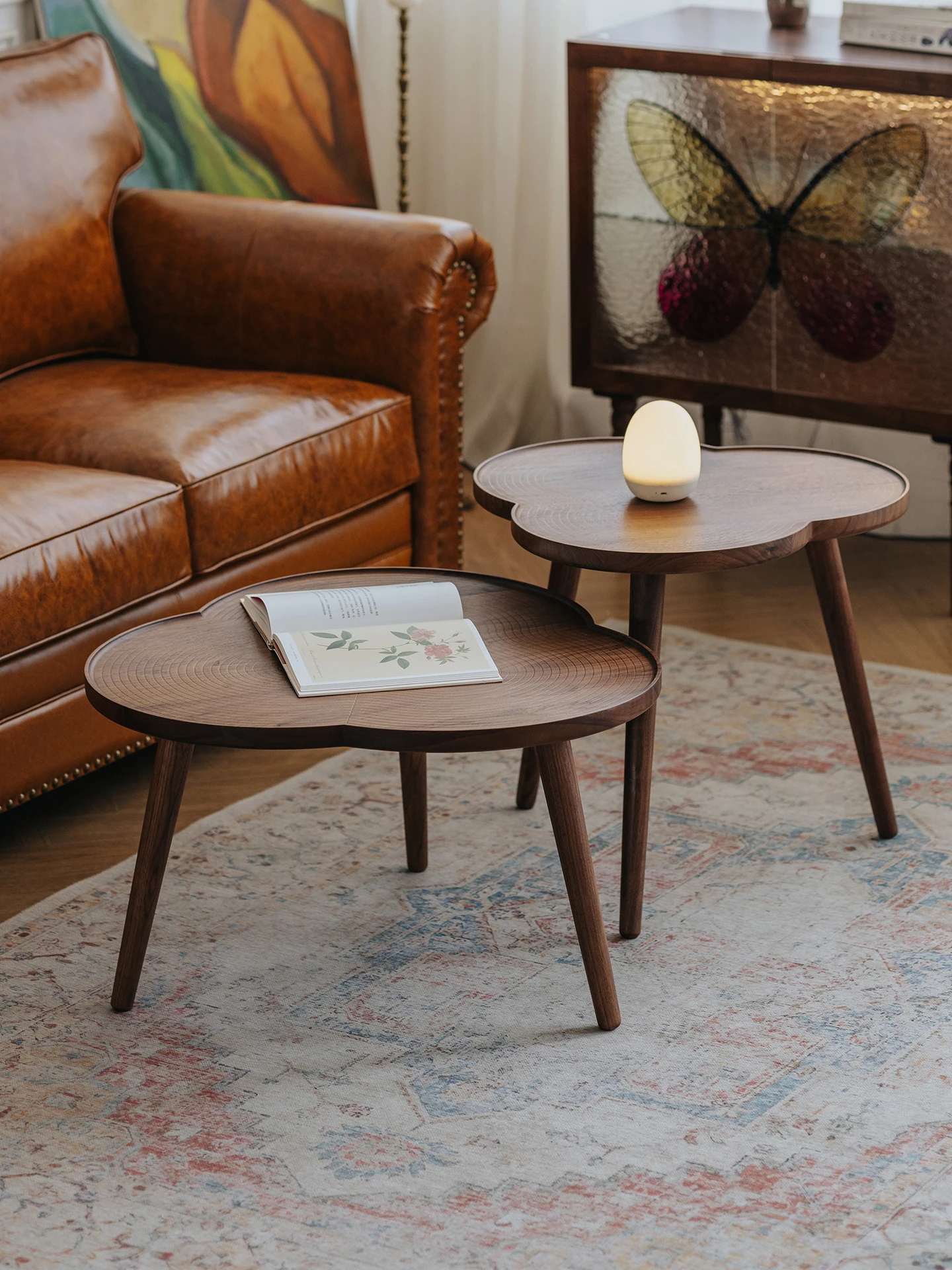 LH solid wood coffee table living room household combination cloud edge table small apartment tea table